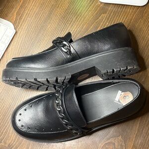 Women’s Black Loafers with Chain Detail